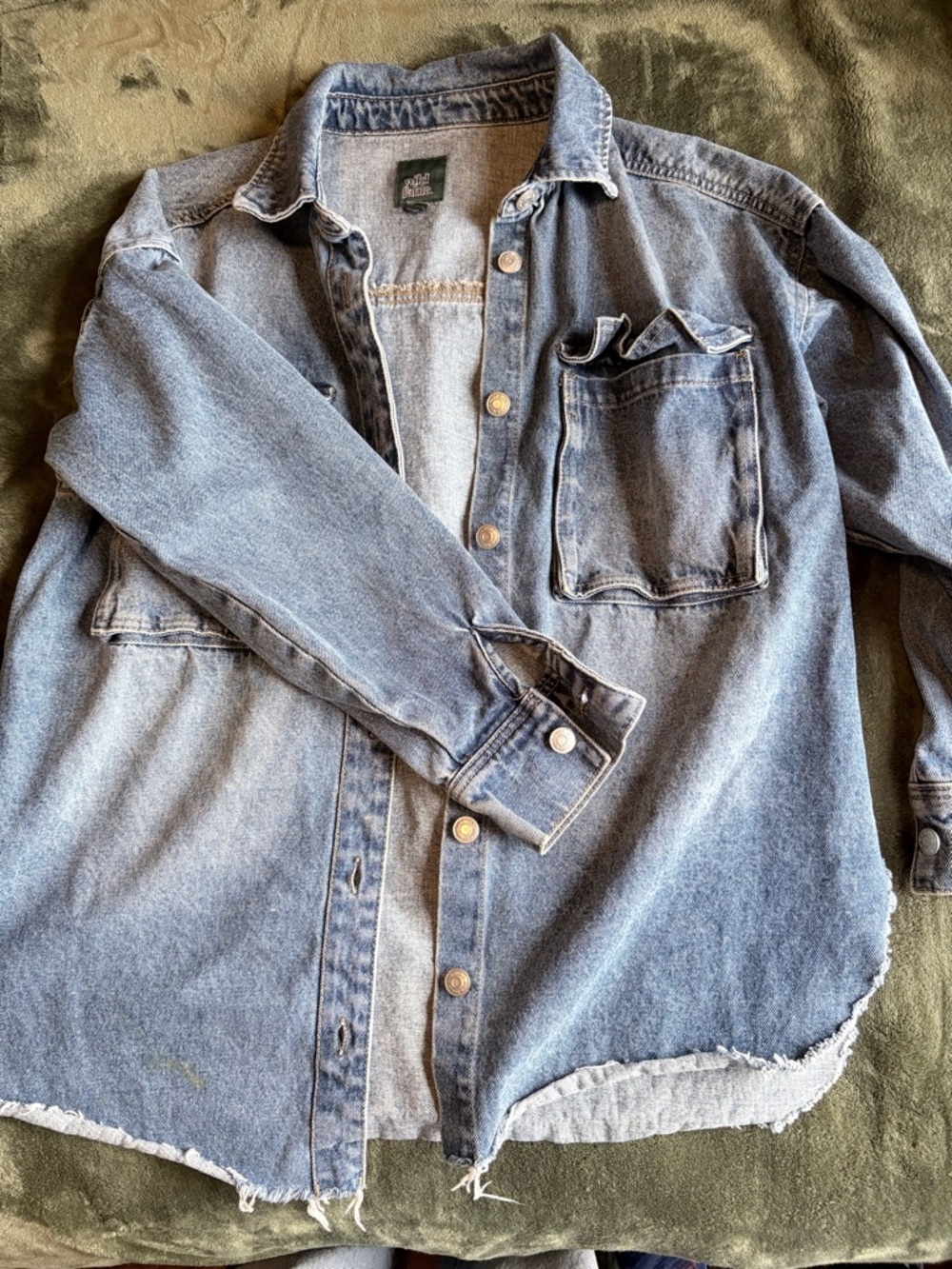 wild fable Green Logo Light Blue Denim Jacket